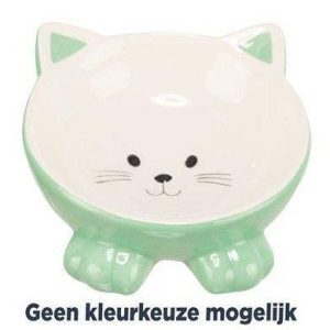 Trixie Voerbak / Drinkbak Kattenkop Verhoogd Keramiek Assorti